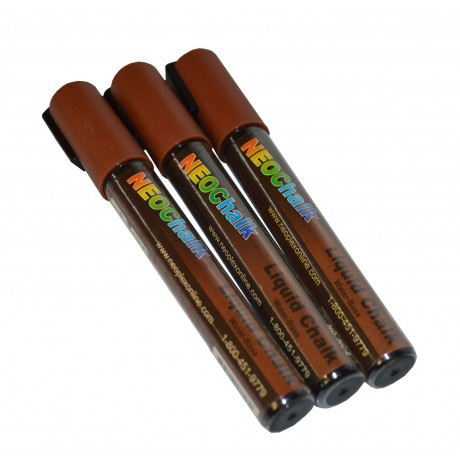 1/4" Chisel Tip Earth Tone Liquid Chalk Marker - Chocolate Brown 3 Pack